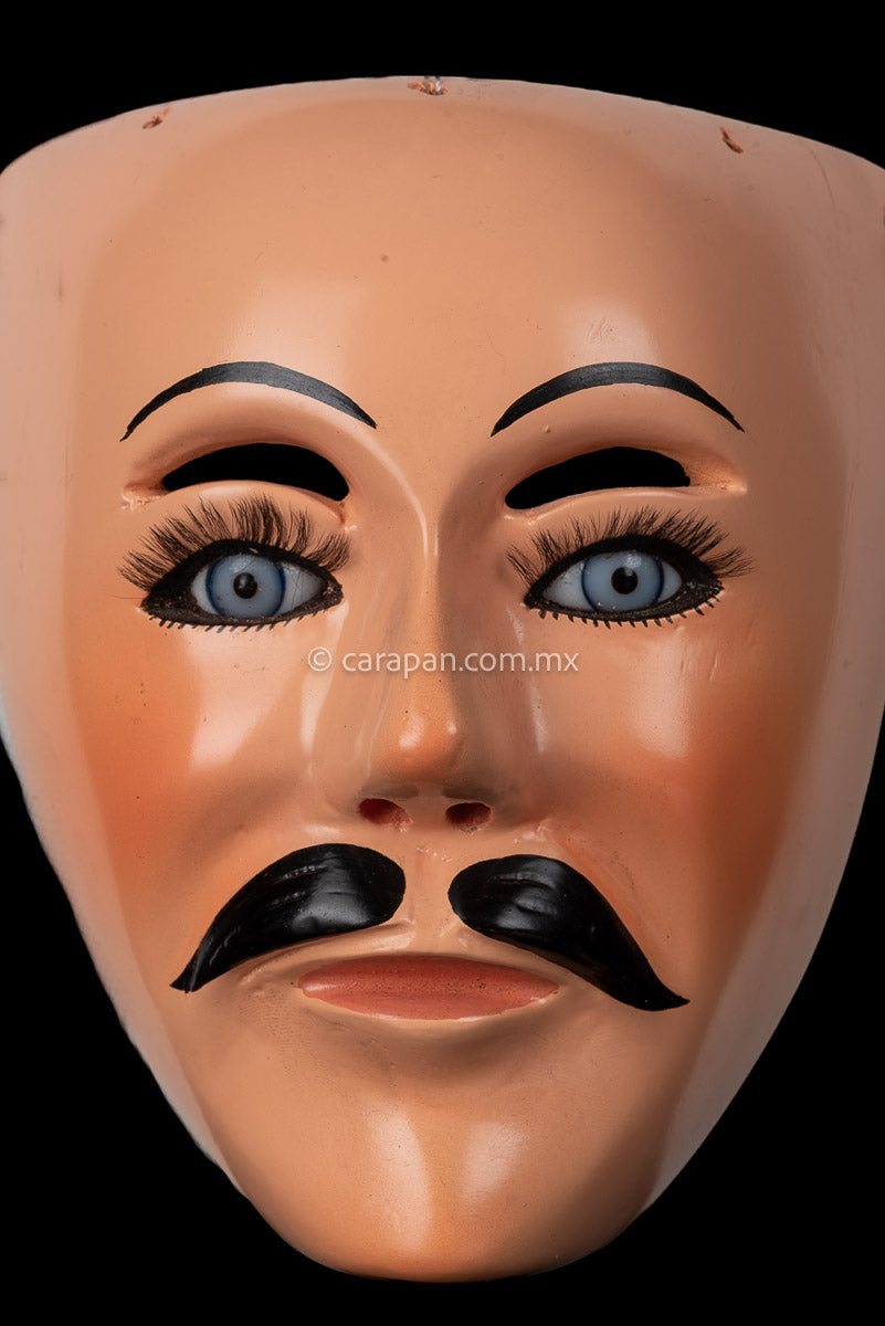 Kurpite dance Mask Man with blue eyes and moustache