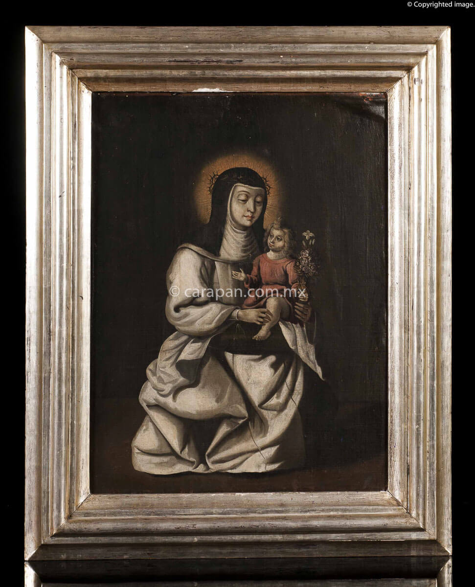 XIXth Century Antique Painting Nun & Jesus