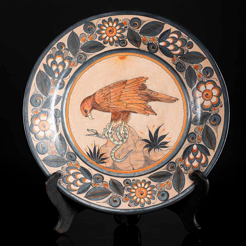 Burnished Clay dish with Mexican Emblem