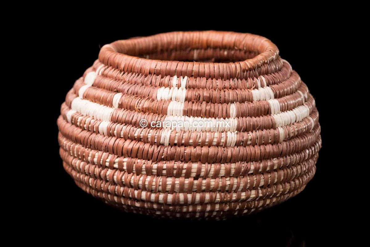 Mexican Basket by Seri indigenous people brown with beige donkeys