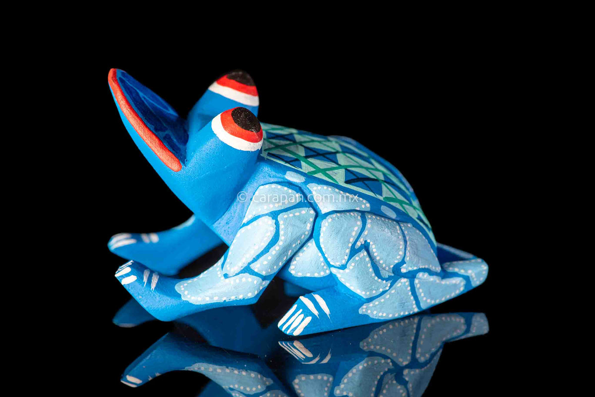 Oaxacan Alebrije Blue Frog Wood Carving