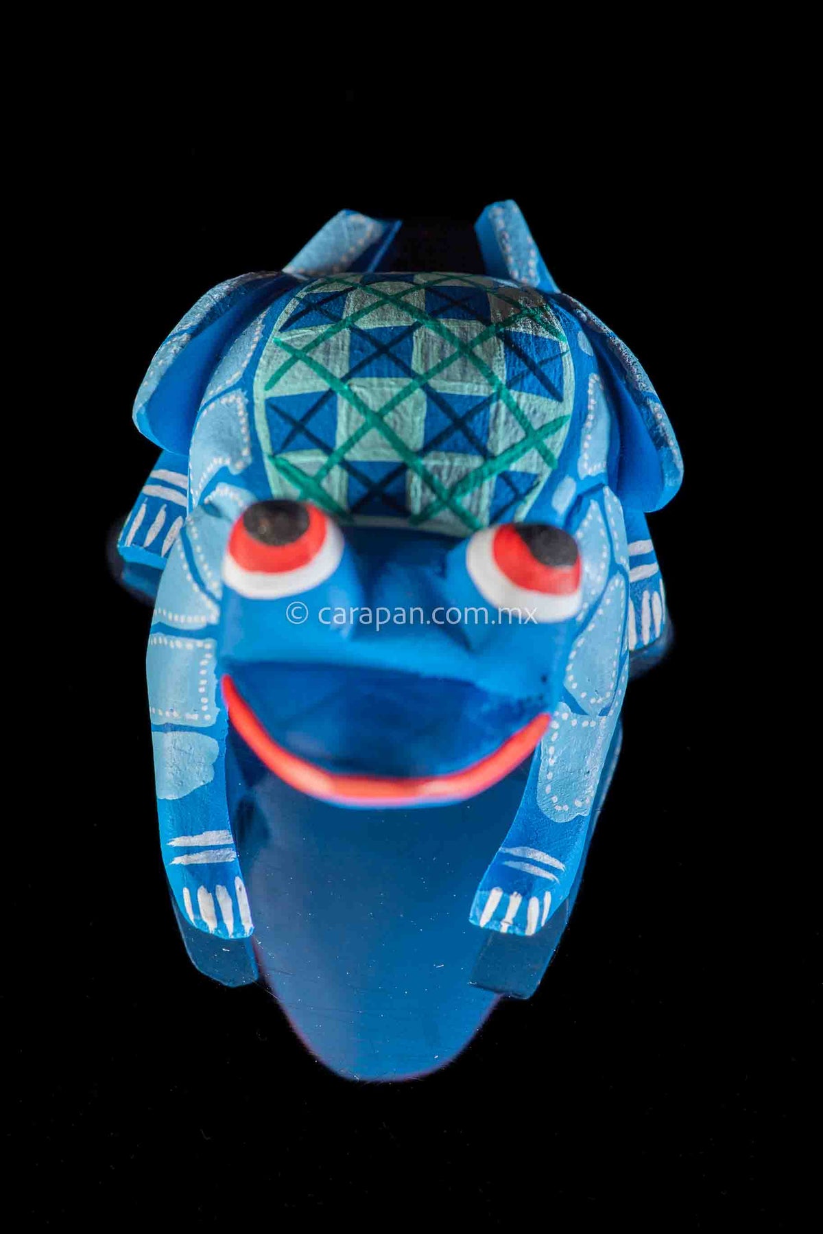 Oaxacan Wood Alebrije Blue Frog Mexican Folk Art