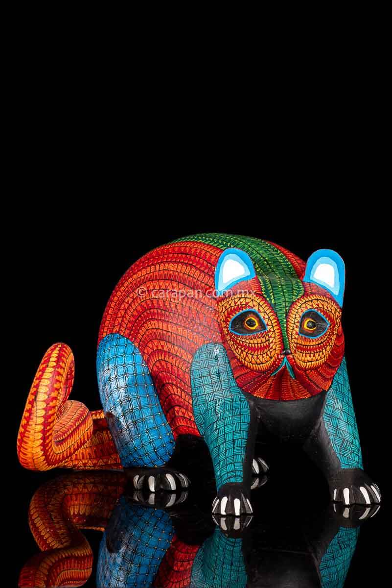 Opossum Mexican Wood Carving Alebrije Hand Painted Exquisite