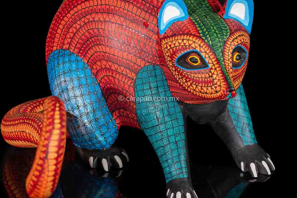 Opossum Mexican Wood Carving Alebrije Hand Painted Exquisite