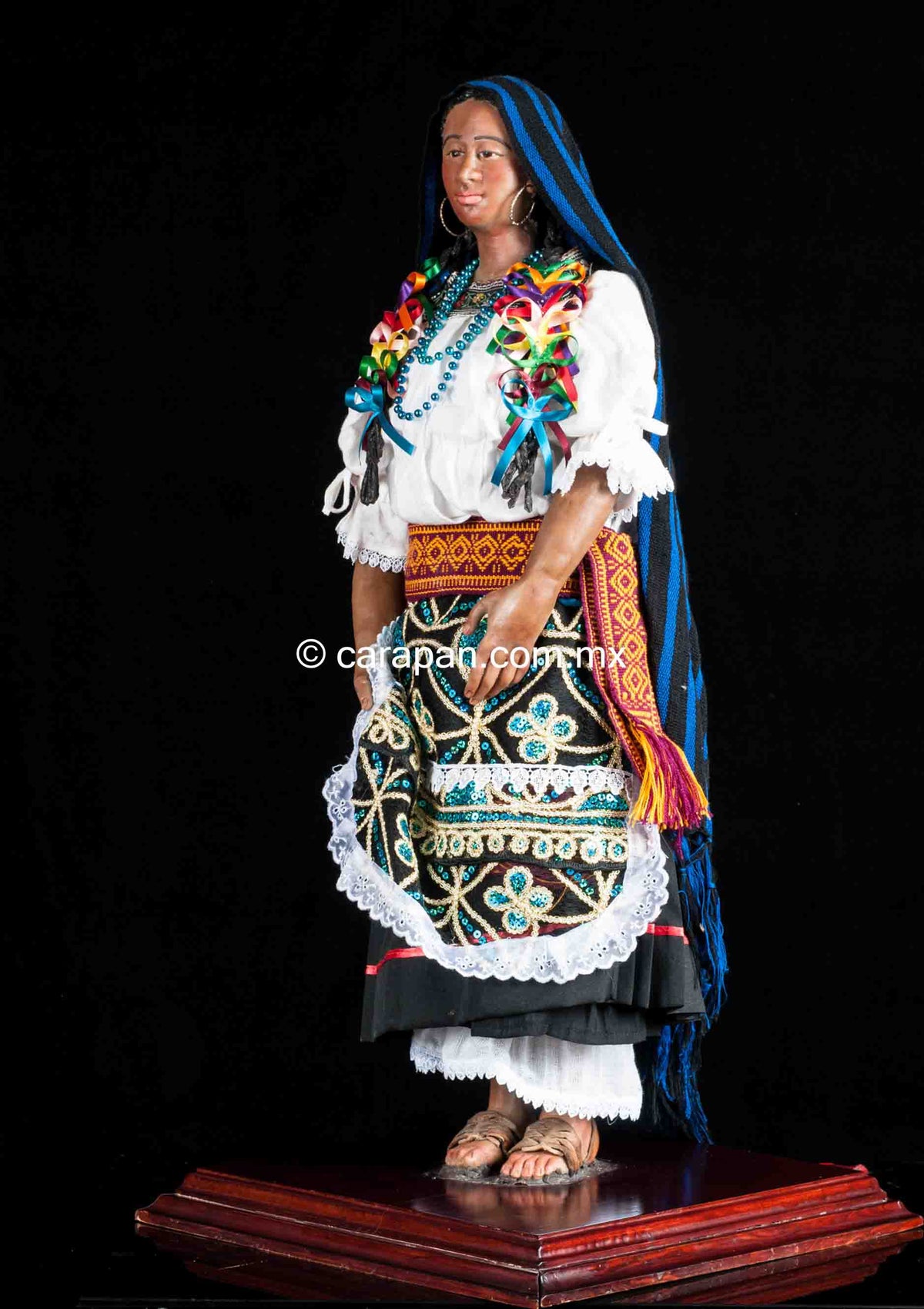 Mexican Wax Sculpture of Purepecha Indigenous Woman