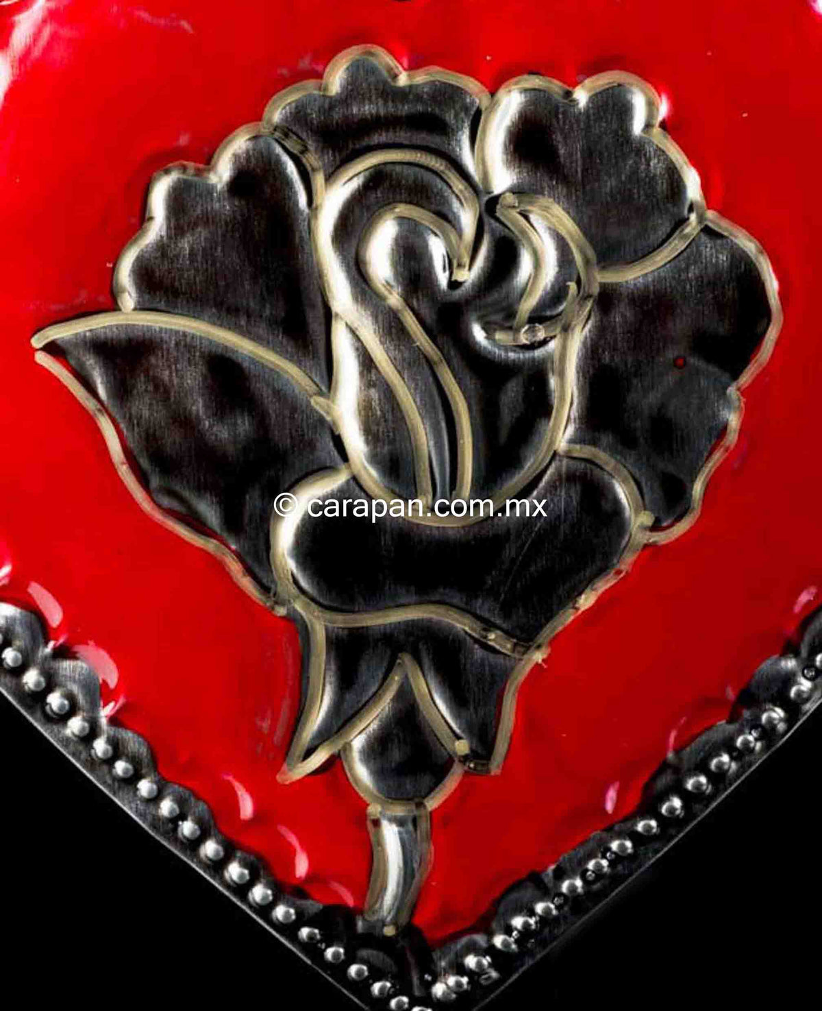 Tin Art Heart with Rose