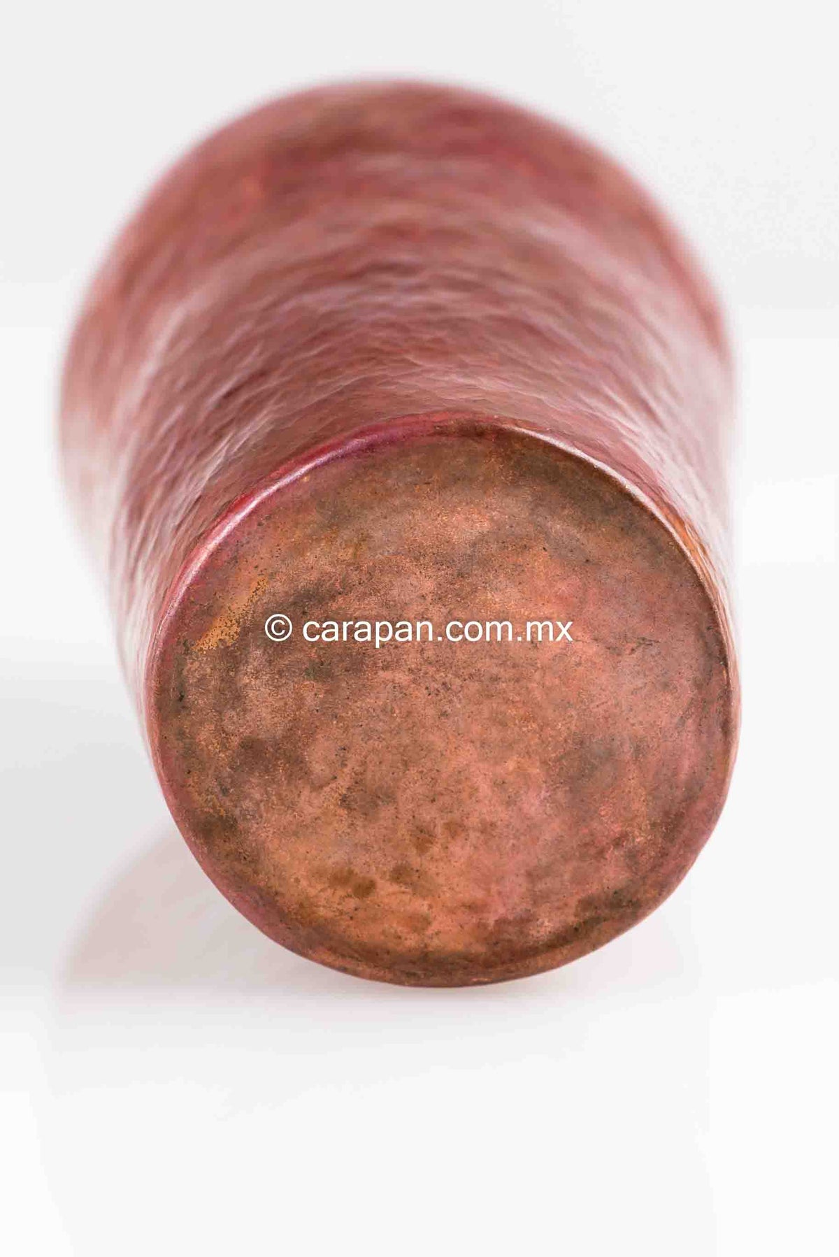 Tall round hammered copper pot folk art