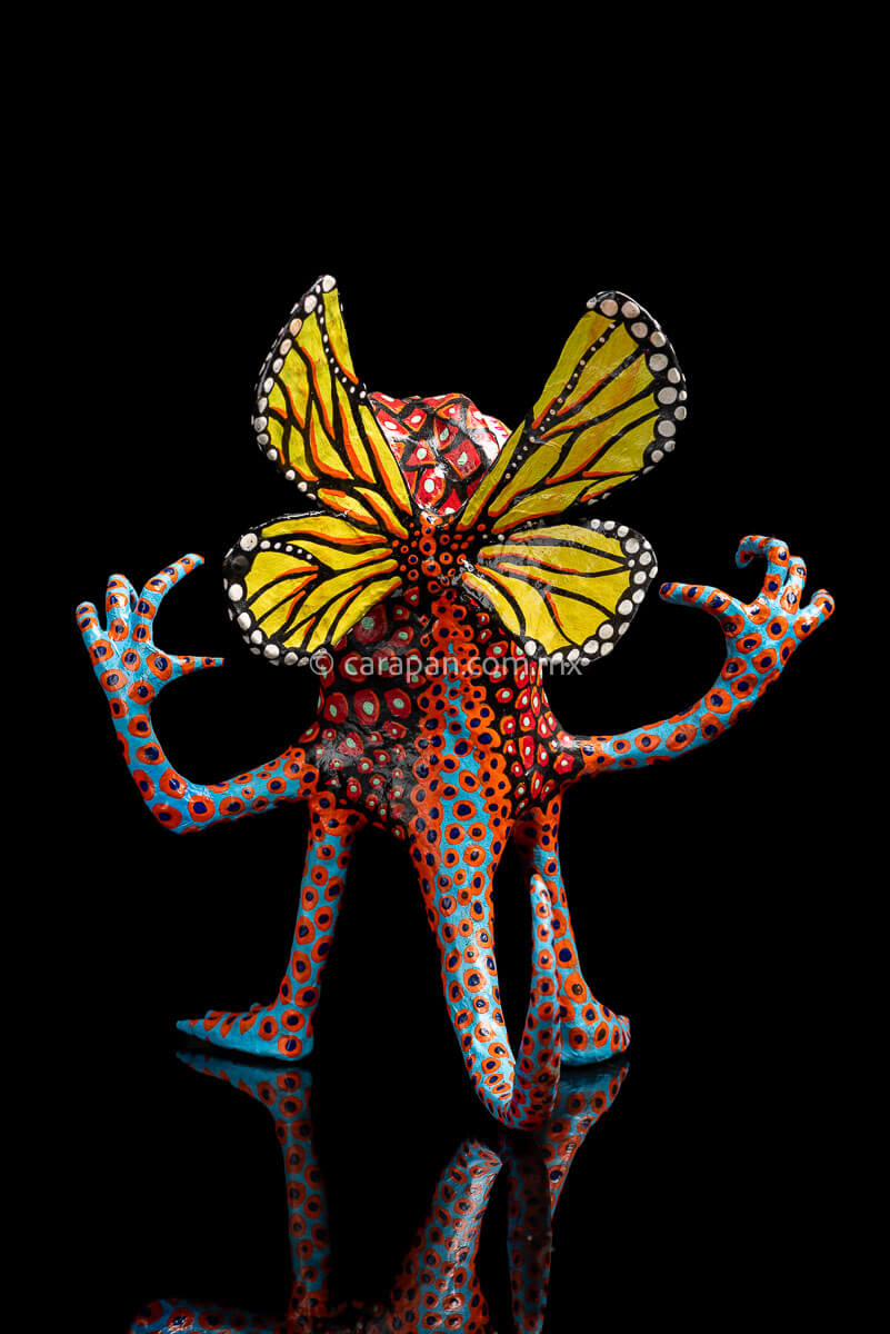 Paper Mache Alebrije with Butterfly Wings & Hands Up – CARAPAN