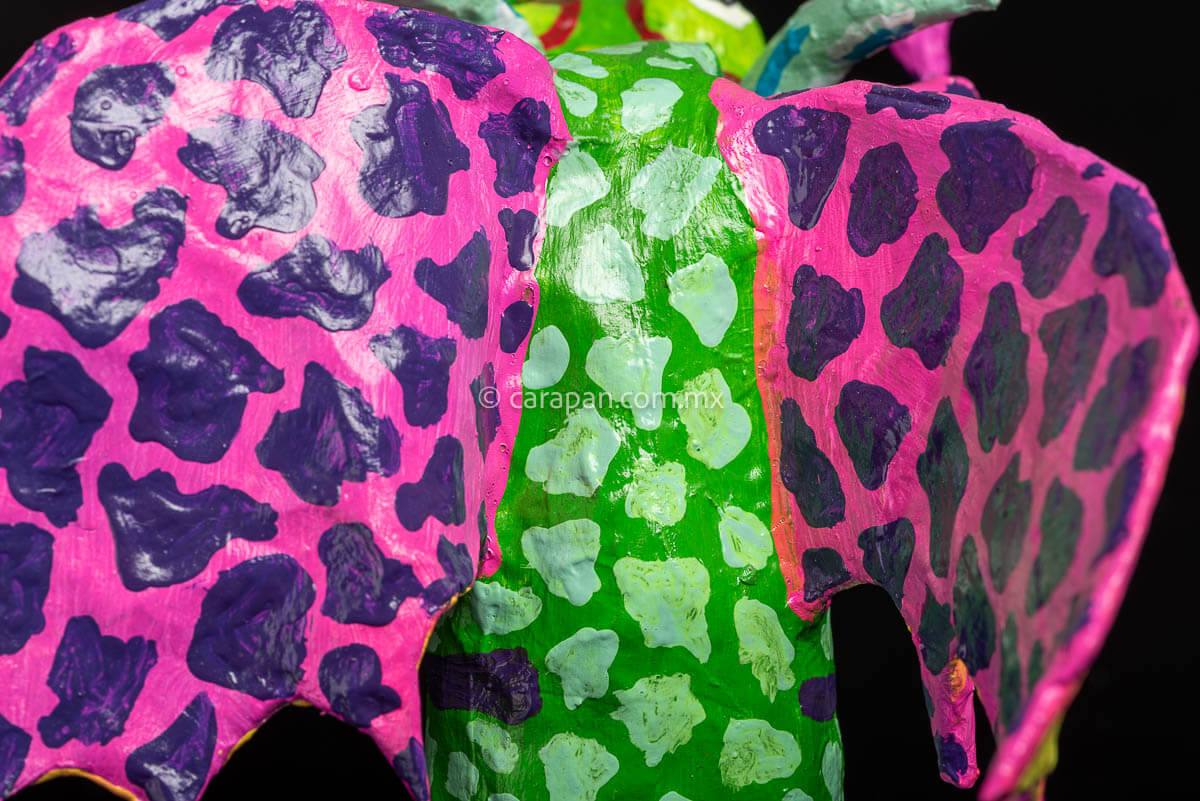 Green & Pink Mexican Dragon Paper Mache Alebrije