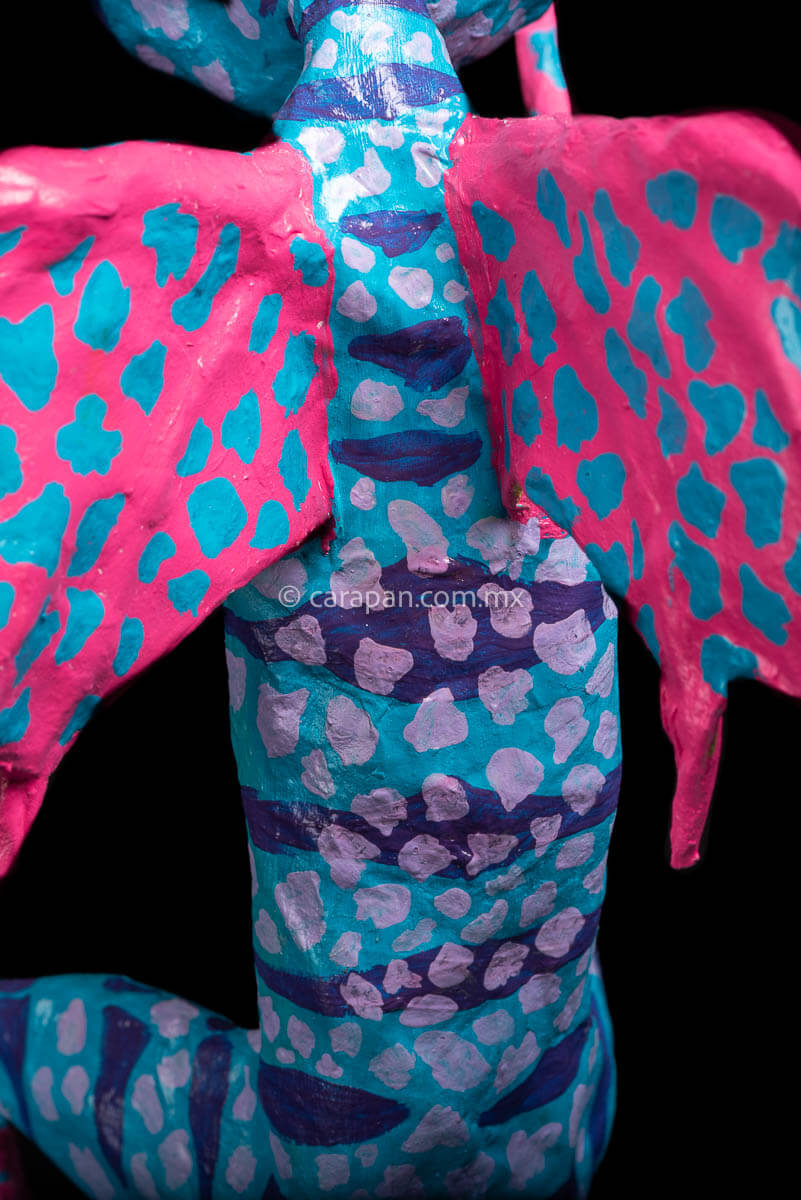 Blue & Pink Mexican Dragon Paper Mache Alebrije