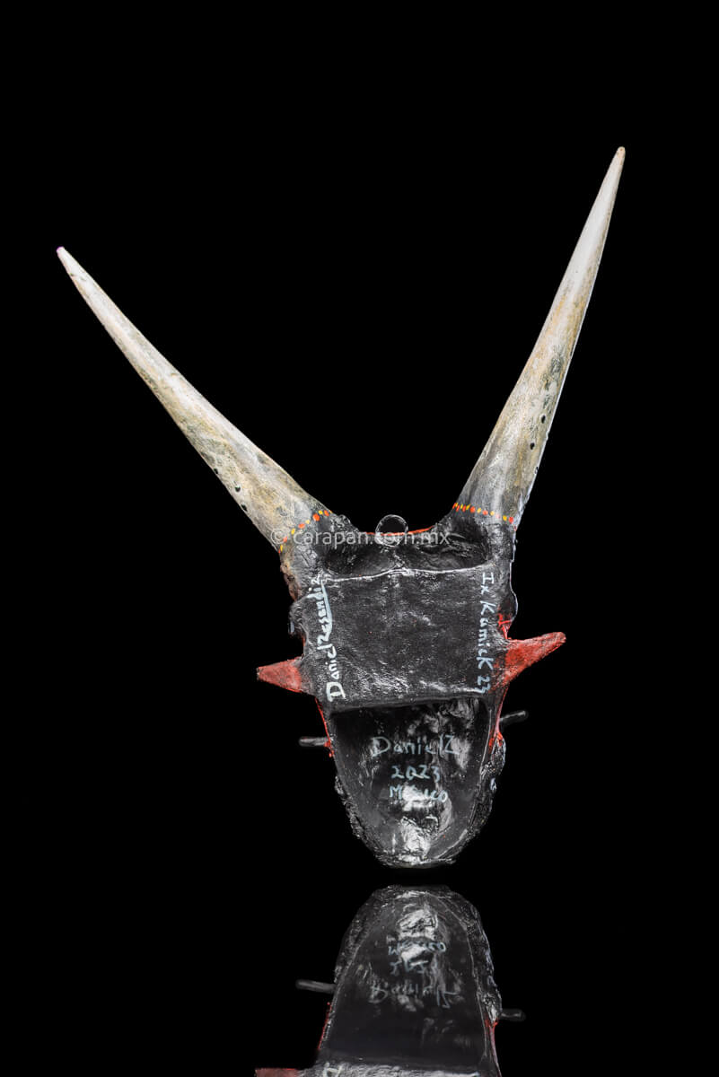 Paper Mache Mask with sharp horns beard and moustache