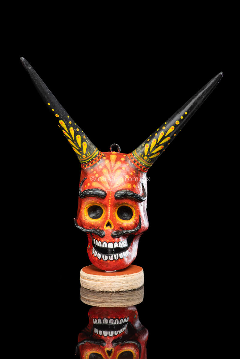 Mexican Devil Skull with black horns