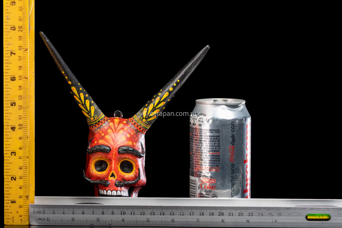 Mexican Devil Skull with black horns rulers