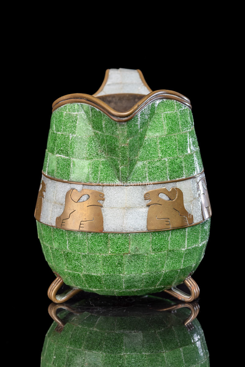 Brass pitcher with mosaic by Salvador Teran
