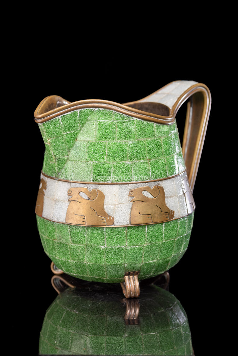 Brass pitcher with mosaic by Salvador Teran