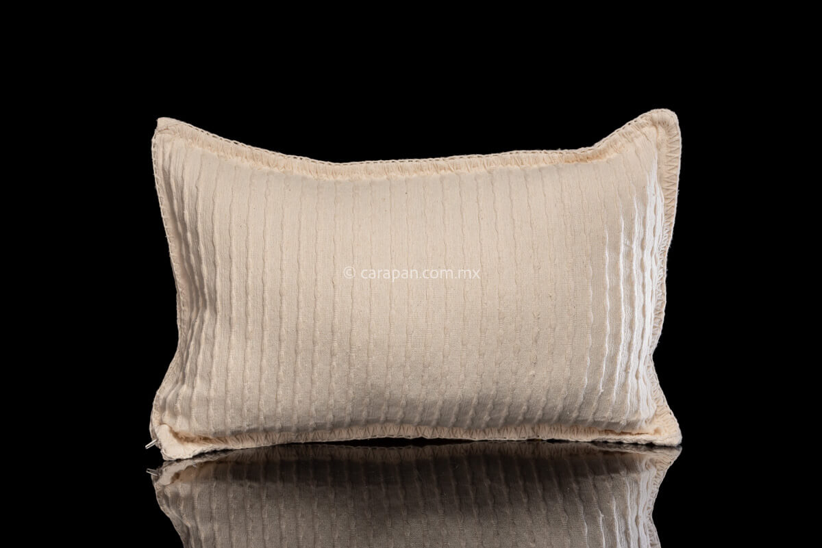 Set of 2 raw cotton rectangular cushion covers with textured vertical stripe pattern.