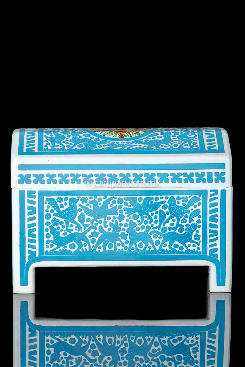 Mexican Wood Carving Box Chest from Olinala