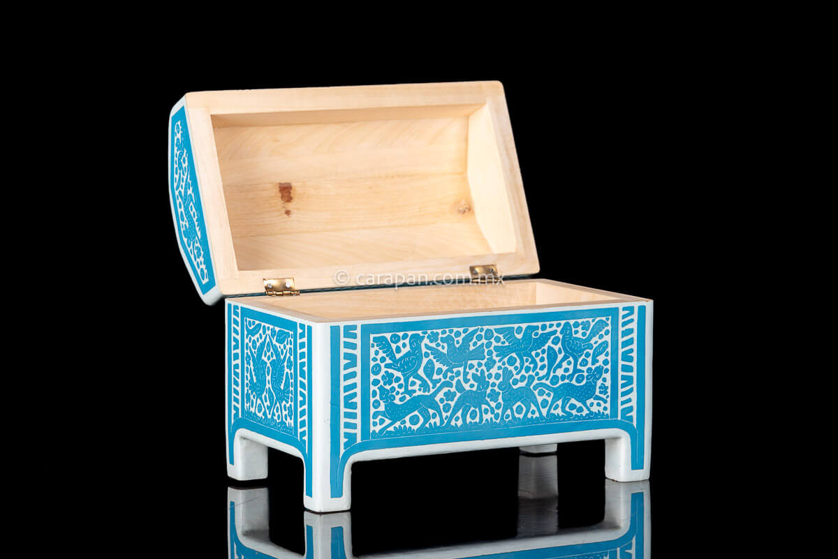 Mexican Wood Carving Box Chest from Olinala