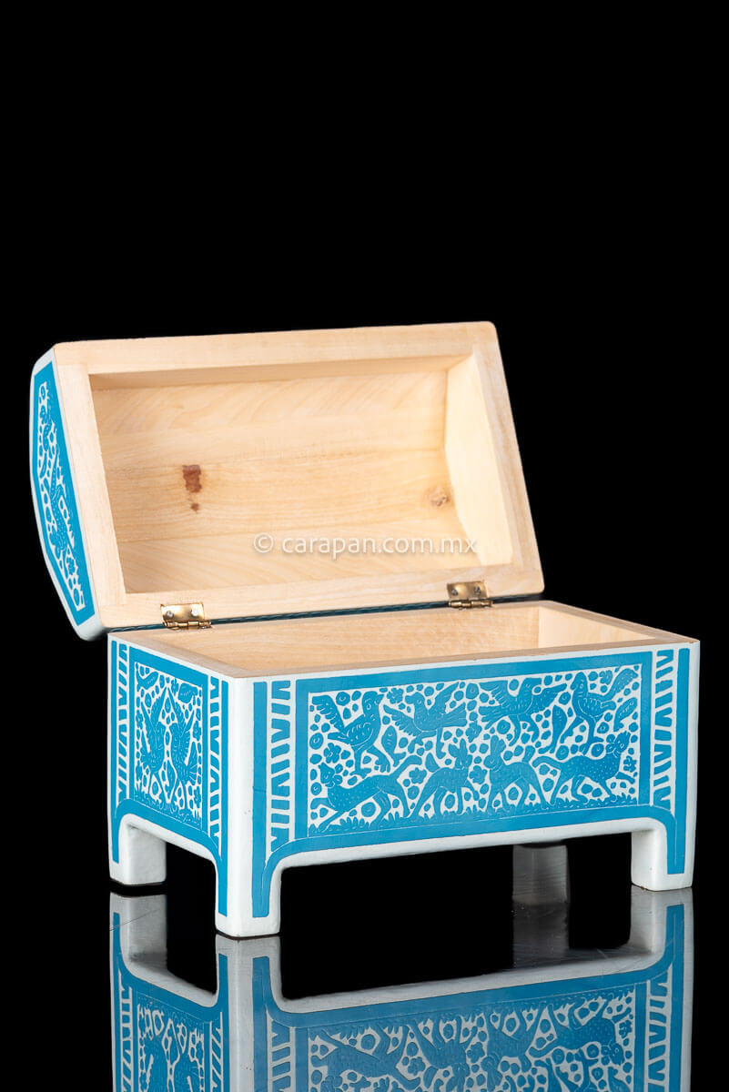 Mexican Wood Carving Box Chest from Olinala