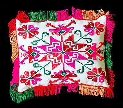 MULTI COLOUR CUSHION WITH STAR HAND EMBROIDERED MEXICO FOLK ART TEXTIL ...