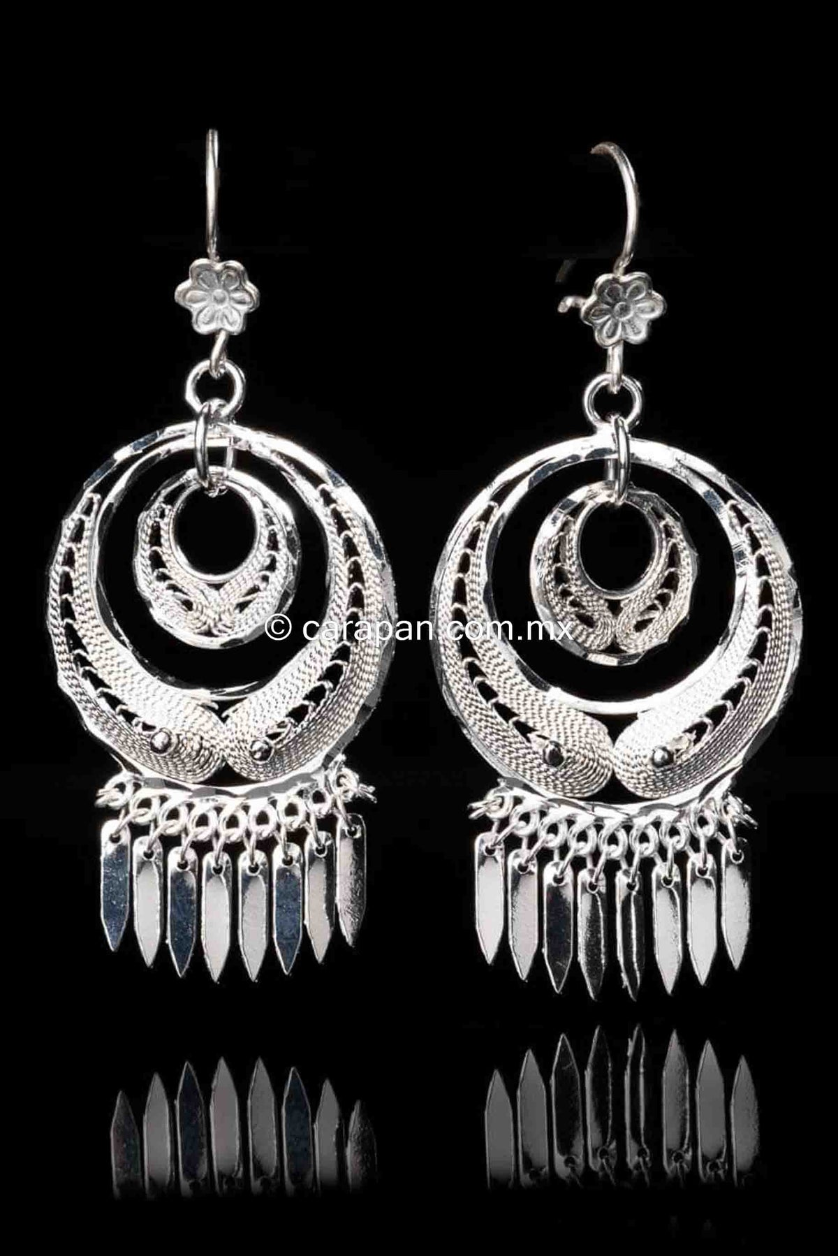 Circle Earrings Mexican Sterling Silver Filigree