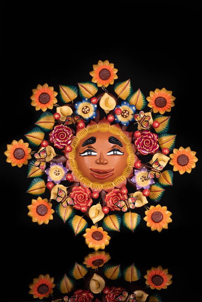 Big-Mexican-Clay-Sun-with-Flowers