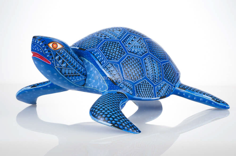 Blue Turtle Alebrije Oaxacan Wood Carving