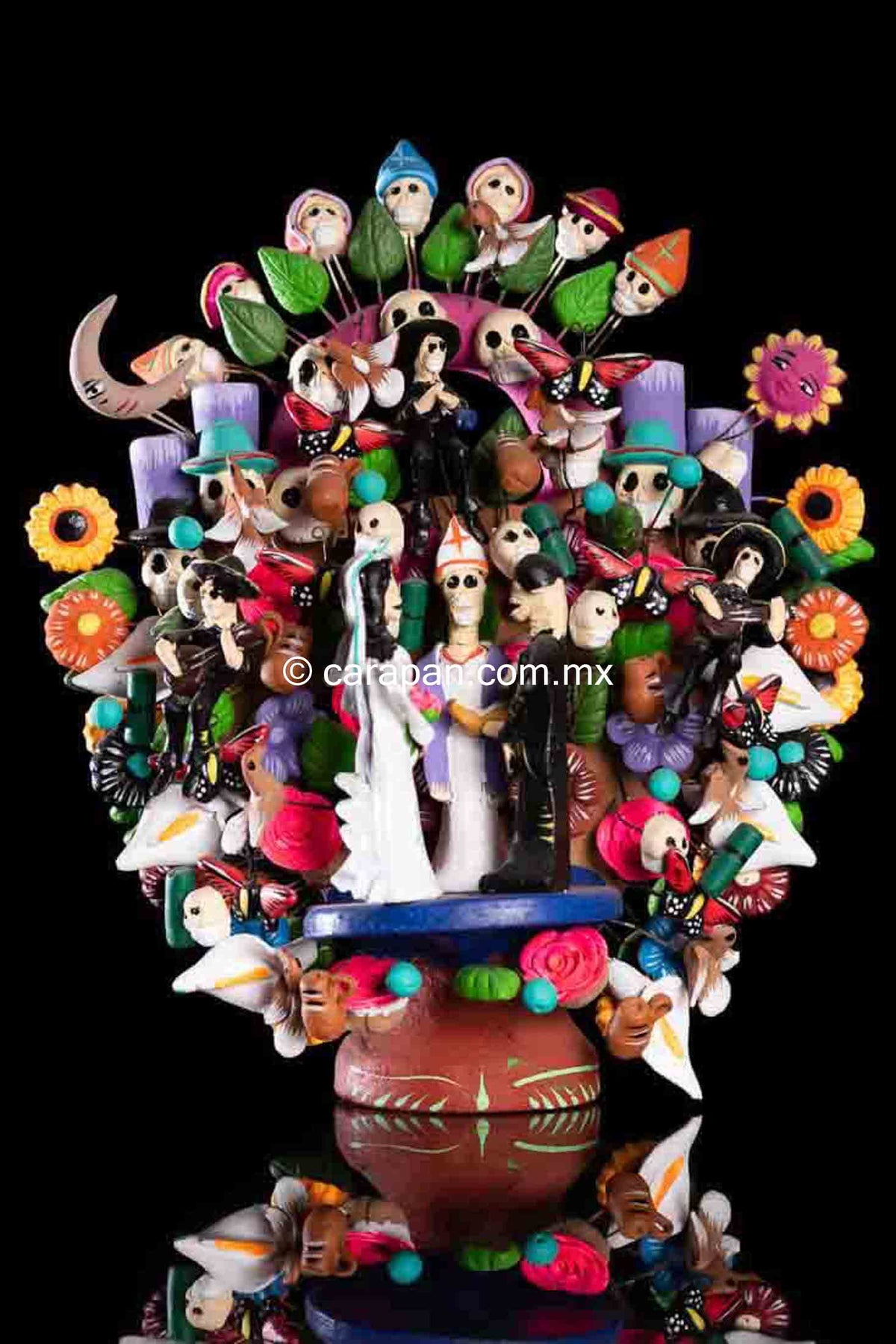 Day of the Dead Wedding Clay tree of life from Metepec Mexico