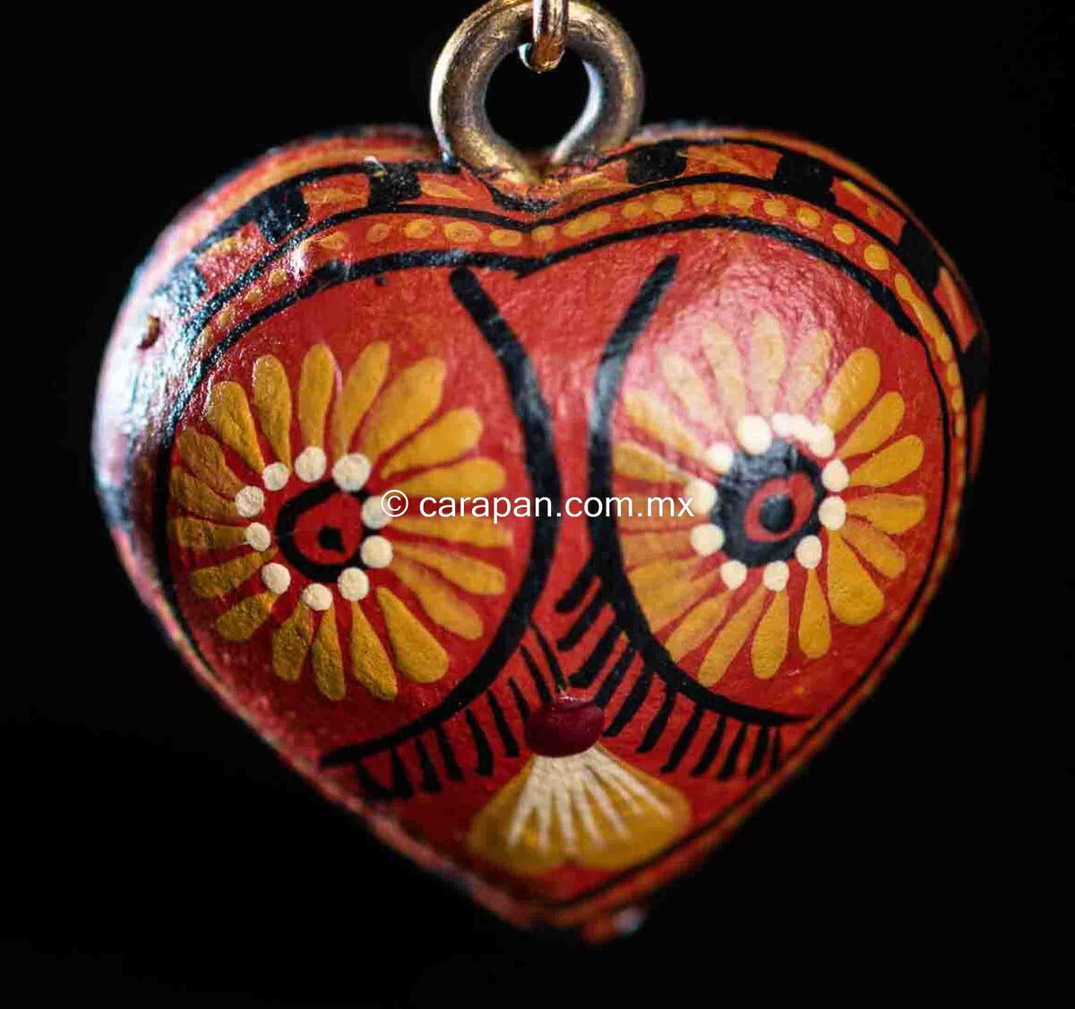 Mexican Earrings Heart Shape Hand Crafted in Oaxaca Orange Tones