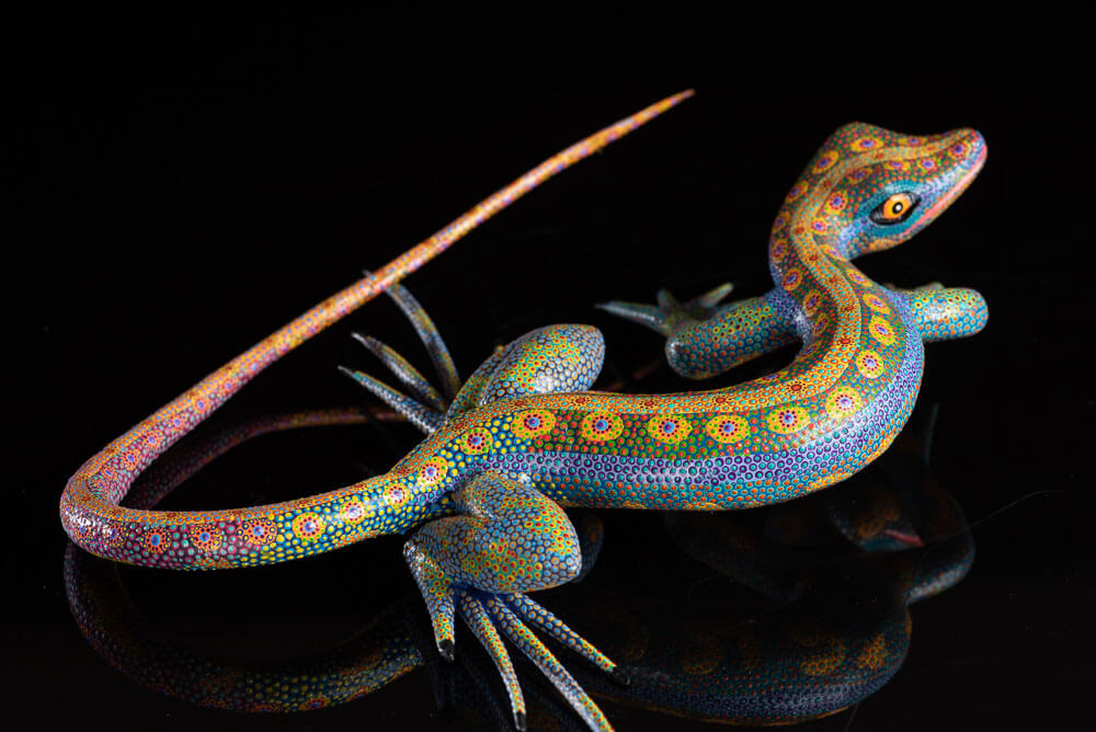 Gecko Lizard Alebrije Wood Carving from Arrazola Oaxaca