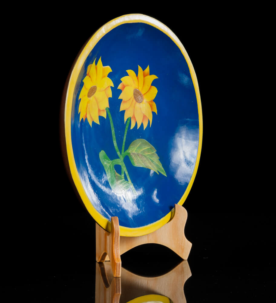 Maque Lacquered Wood Batea flowers blue yellow