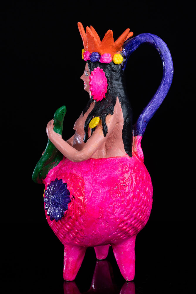 Mermaid Tlanchana Clay Figure by Metepec Pottery Master Alfonso Soteno