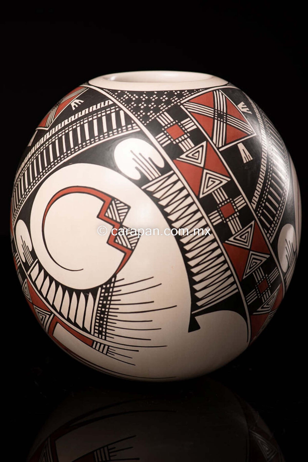 Mata Ortiz Ceramic White Sphere Pot Fine Mexican Folk Art