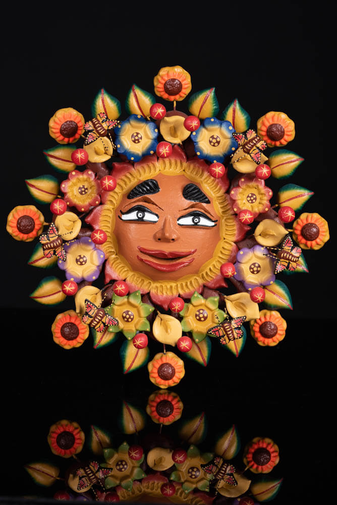 Mexican Clay Sun Face Wall Hanging Mexican Folk Art CARAPAN, MEXICAN