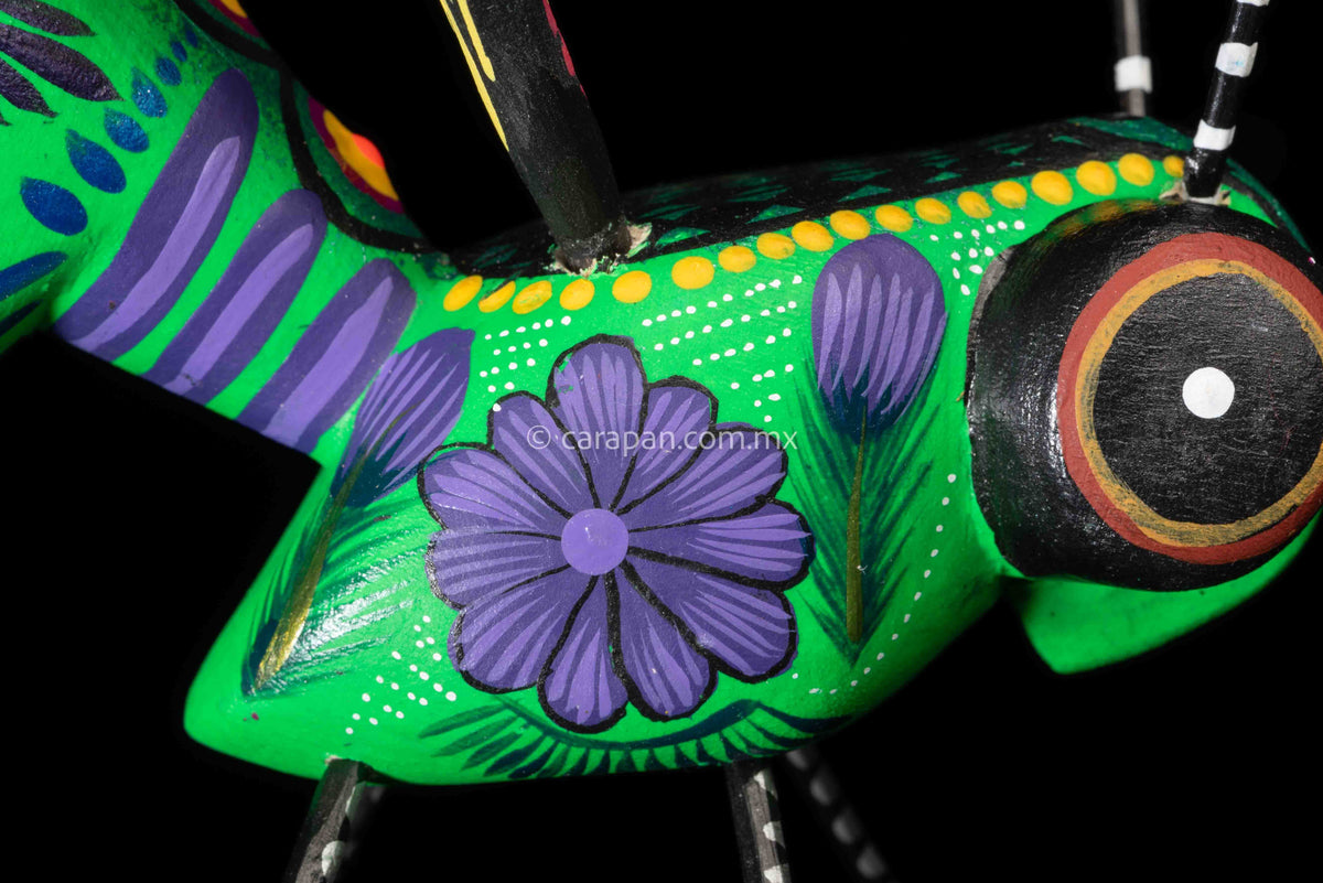 Green Wasp Alebrije Mexican Wood Carving
