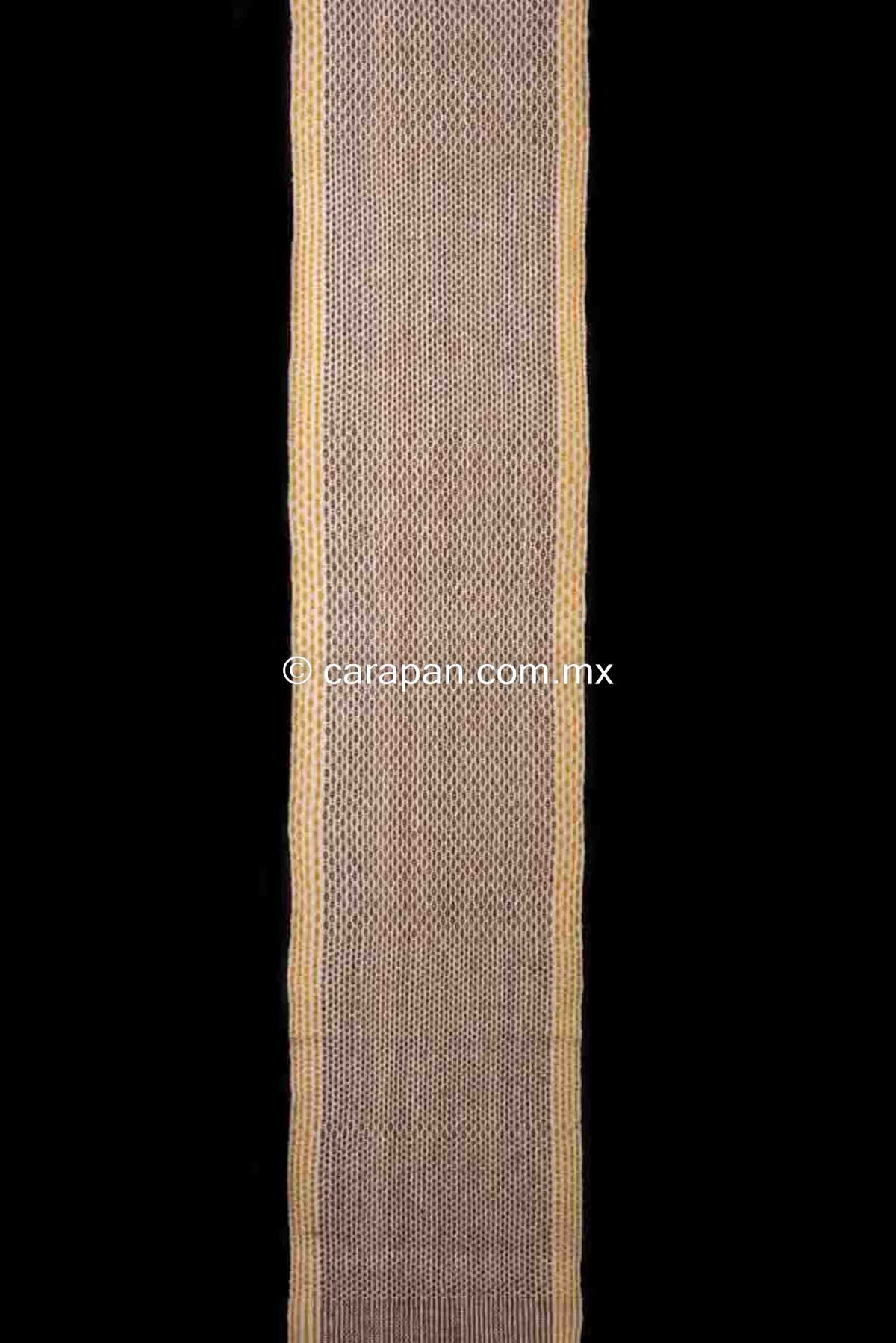 Wool Table Runner with brown diamonds & two yellow stripes on each side