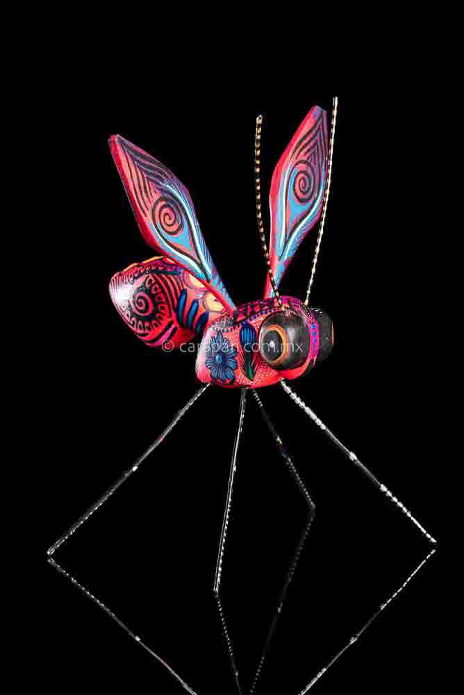 Red Wasp Alebrije Mexican Wood Carving