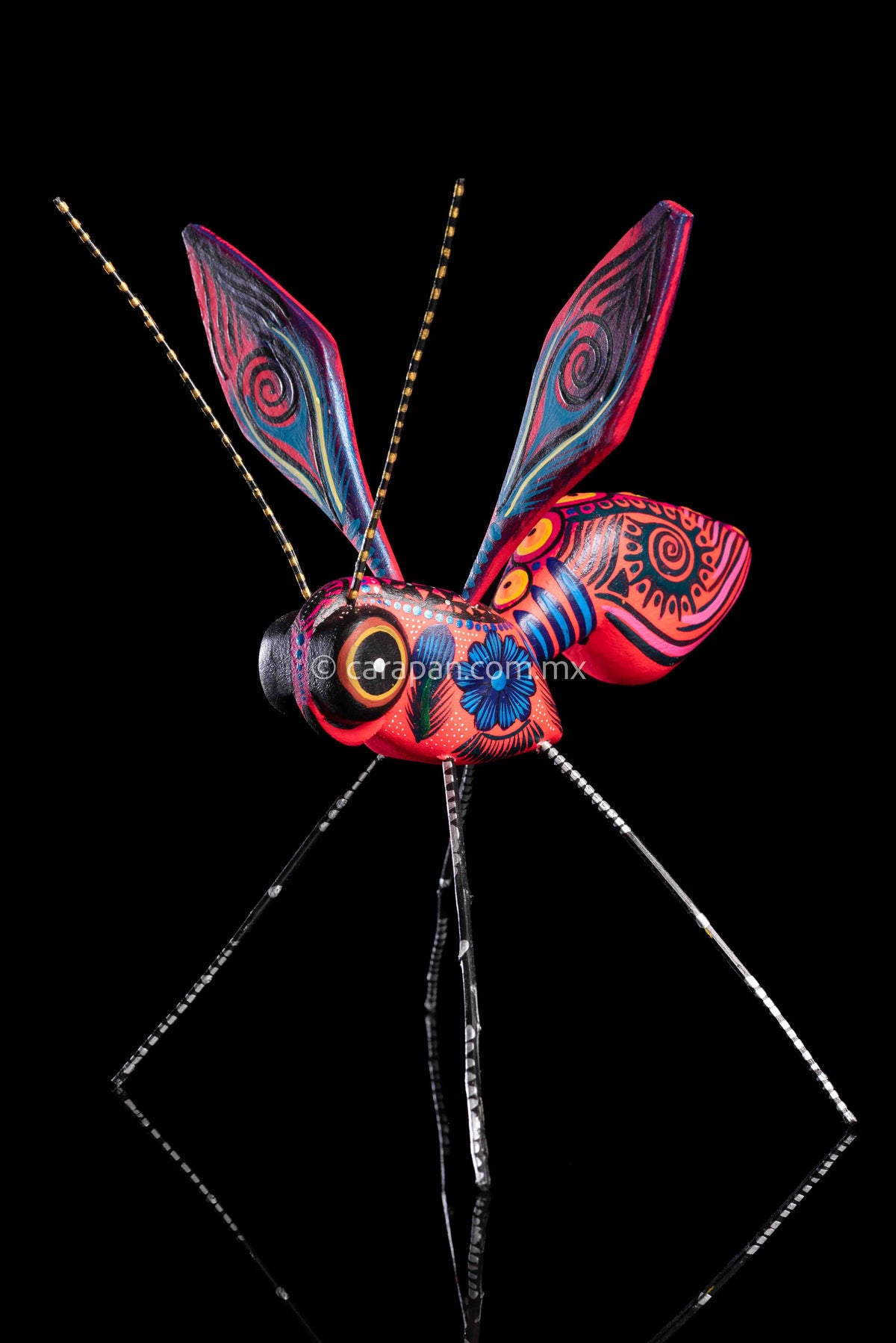Red Wasp Alebrije Mexican Wood Carving