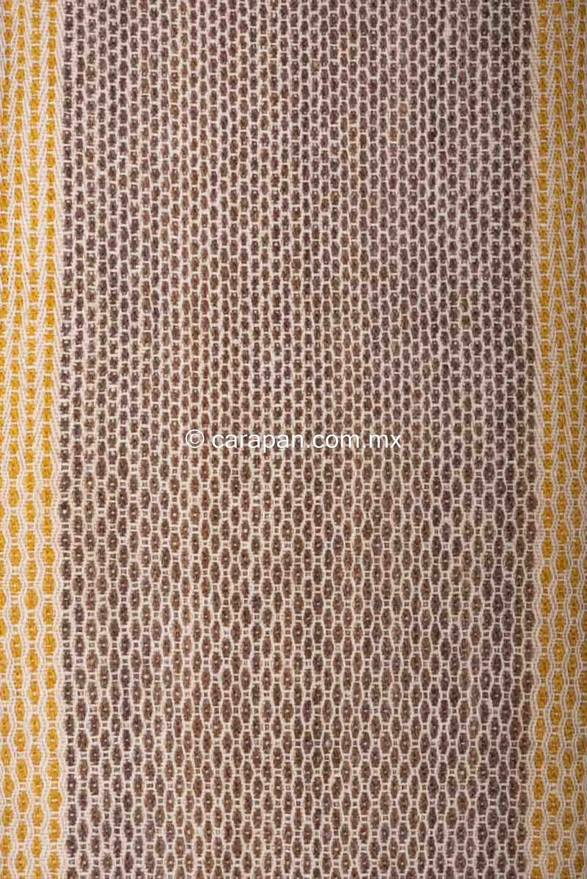 Wool Table Runner with brown diamonds & two yellow stripes on each side