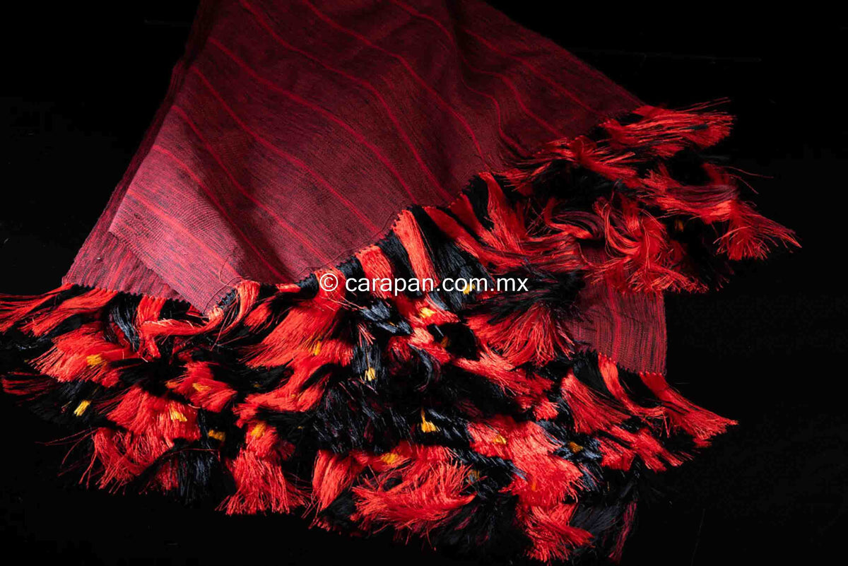 Black & Red Shawl Fine Mexican Indigenous Textile