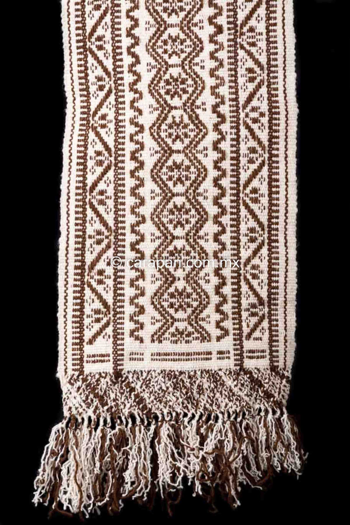 Mexican Purepecha Wool Indigenous Table Runner decorated with Stars and Geometric Pattterns