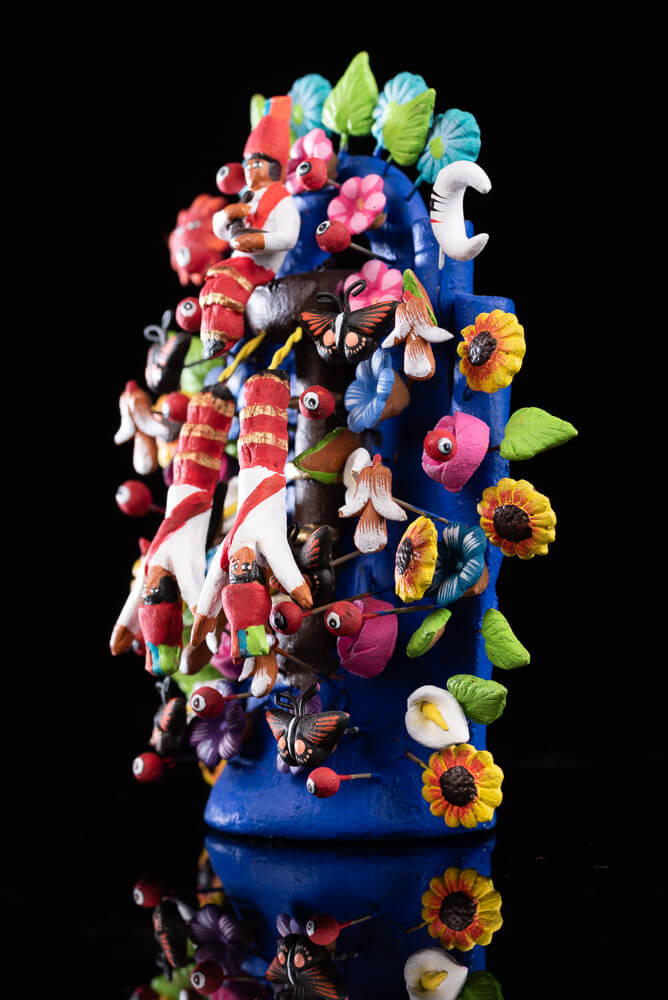 Miniature Papantla Voladores Dance Clay Tree of life Mexican Folk Art