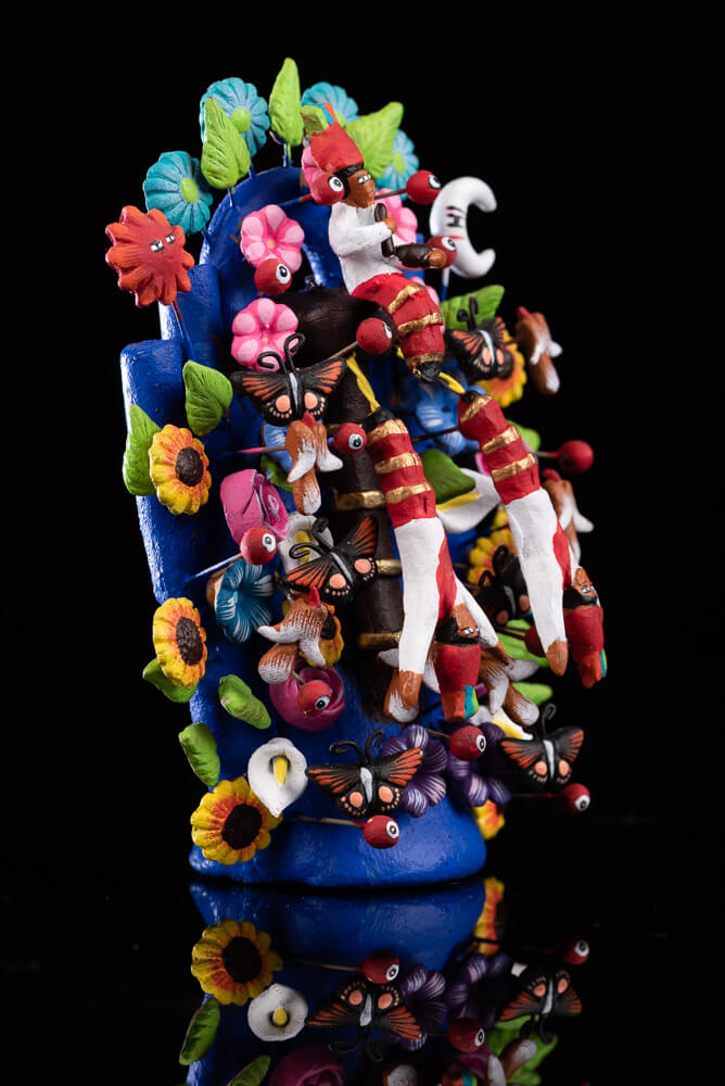 Miniature Papantla Voladores Dance Clay Tree of life Mexican Folk Art