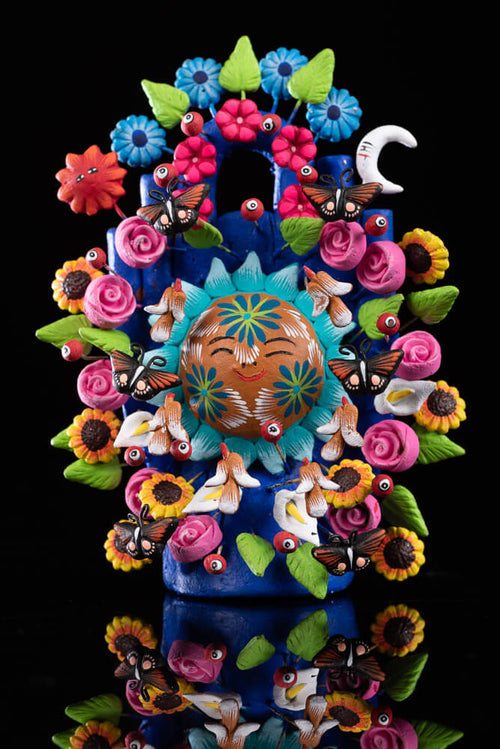 Miniature Tree of Life with Sun Mexican Folk Art Pottery from Metepec ...