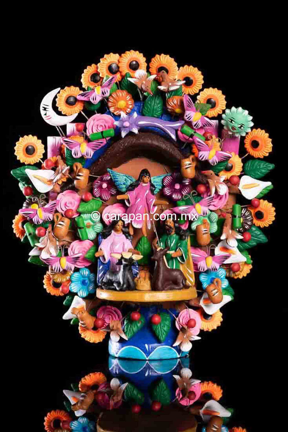 Miniature Tree of life Mexican Folk Art Pottery from Metepec