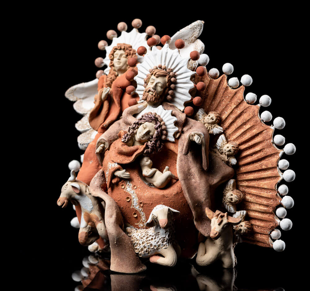 Fine Mexican Clay Nativity Oaxacan Pottery from Atzompa by V. Vasquez
