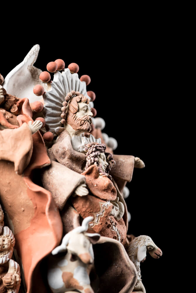 Fine Mexican Clay Nativity Oaxacan Pottery from Atzompa by V. Vasquez