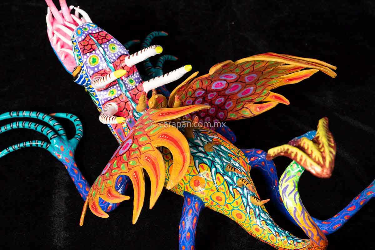 Vintage Painted Paper Mache outlets Alebrije - Whimsical Animal Dragon - Linares Style