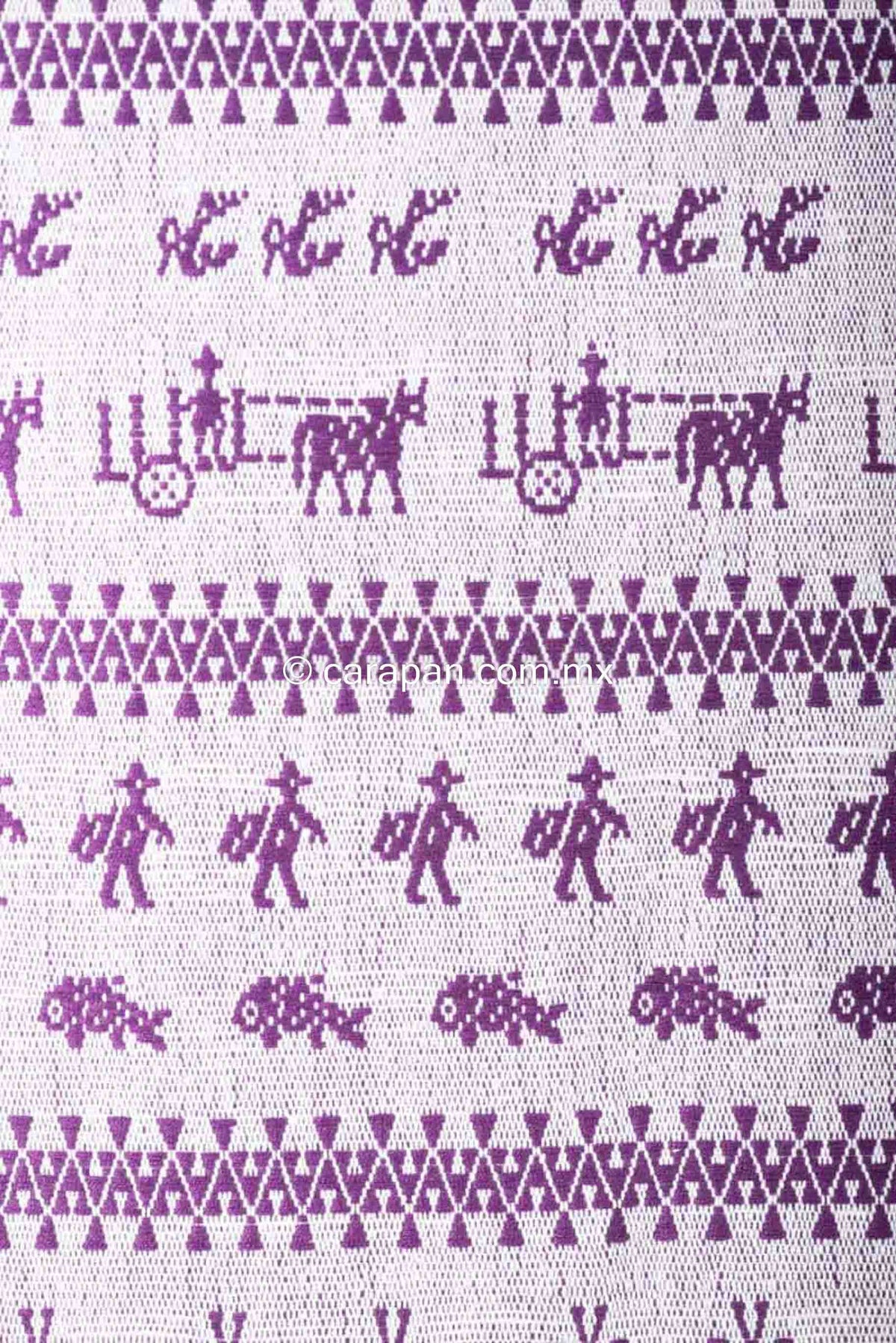 Purple Mexican Textile Runner From San Mateo del Mar with Traditional Oaxacan Patterns