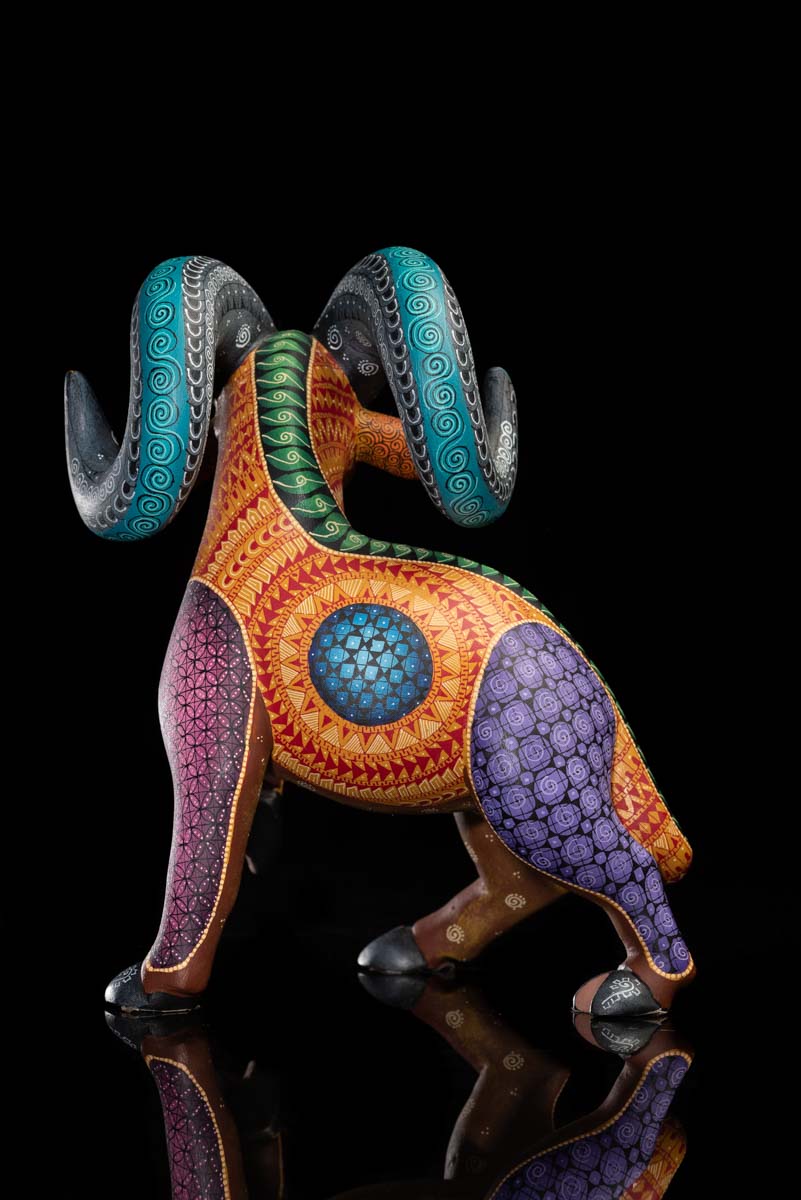 Ram Sheep Oaxacan Wood Carving Mexican Hand Crafted Sculpture Back